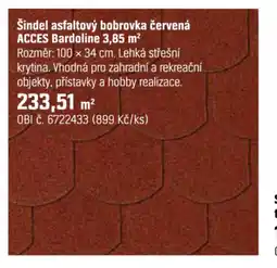 OBI Šindel asfaltový bobrovka červená acces bardoline 3,85 m nabídka