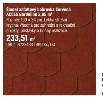 OBI Šindel asfaltový bobrovka červená acces bardoline 3,85 m nabídka