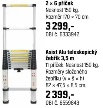 OBI Asist alu teleskopický žebřík 3,5 m nabídka