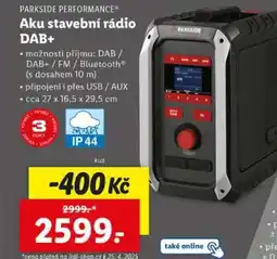 Lidl Parkside Performance Aku stavební rádio DAB+ nabídka