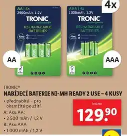 Lidl TRONIC Nabíjecí baterie Ni MH Ready 2 Use - 4 kusy nabídka