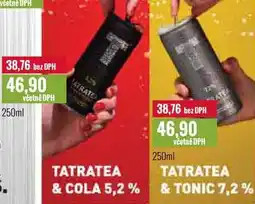 Ratio TATRATEA & COLA 5,2% / TATRATEA & TONIC 7,2% 250ml nabídka