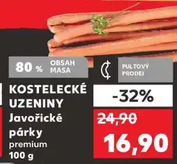 Kaufland KOSTELECKÉ UZENINY Javořické párky premium 100 g nabídka