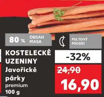 Kaufland KOSTELECKÉ UZENINY Javořické párky premium 100 g nabídka