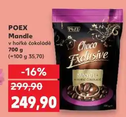 Kaufland POEX Mandle v hořké čokoládě nabídka