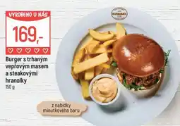 Globus Burger s trhaným vepřovým masem a steakovými hranolky nabídka