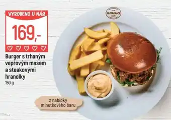 Globus Burger s trhaným vepřovým masem a steakovými hranolky nabídka