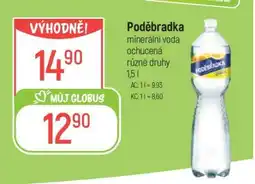 Globus Poděbradka minerální voda ochucená různé druhy 1,5 l nabídka