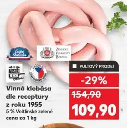 Kaufland Vinná klobása dle receptury z roku 1955 nabídka