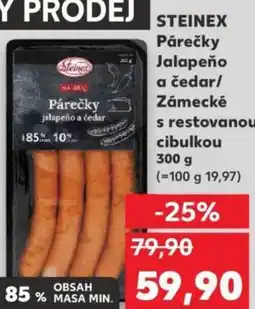 Kaufland STEINEX Párečky Jalapeño a čedar/ Zámecké s restovanou cibulkou nabídka