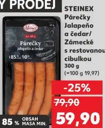 Kaufland STEINEX Párečky Jalapeño a čedar/ Zámecké s restovanou cibulkou nabídka