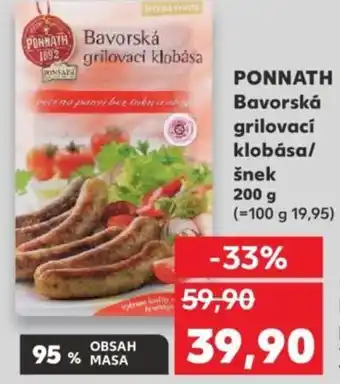 Kaufland PONNATH Bavorská grilovací klobása šnek nabídka