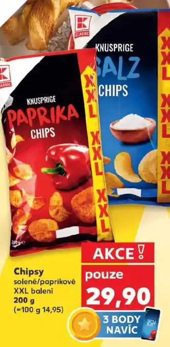 Kaufland Chipsy solené/paprikové XXL balení nabídka