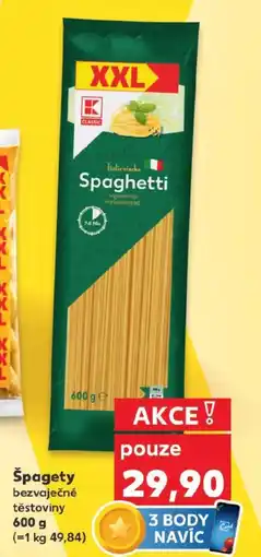 Kaufland Špagety bezvaječné těstoviny nabídka