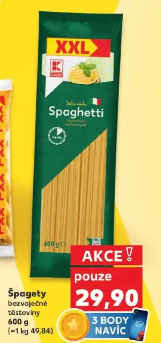 Kaufland Špagety bezvaječné těstoviny nabídka