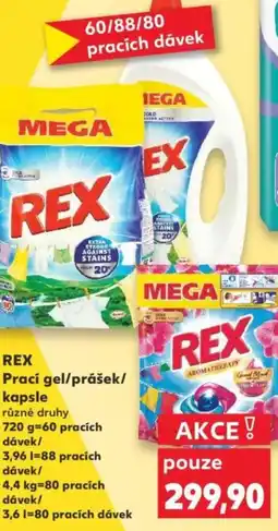 Kaufland REX Prací gel/prášek/ kapsle nabídka