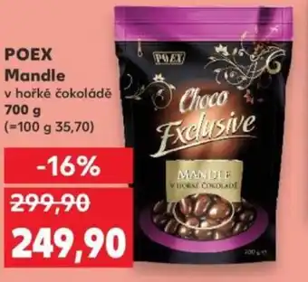Kaufland POEX Mandle v hořké čokoládě nabídka