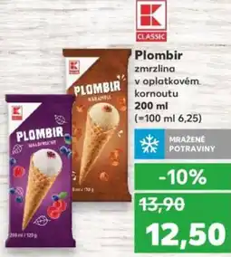 Kaufland Plombir zmrzlina v oplatkovém kornoutu nabídka