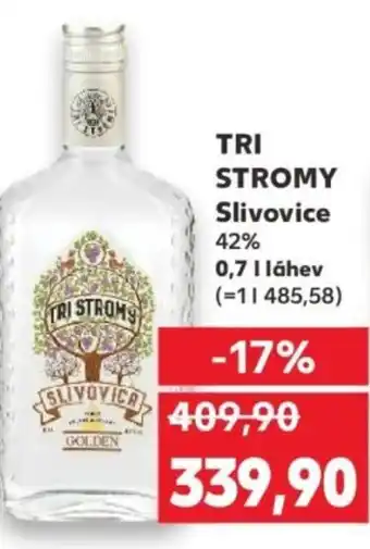 Kaufland TRI STROMY Slivovice 42% nabídka
