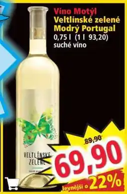 Norma Víno Motýl Veltlínské zelené Modrý Portugal nabídka