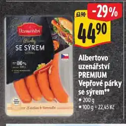 Albert Vepřové párky se sýrem nabídka