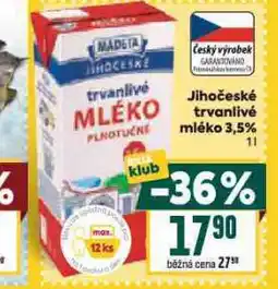 Billa Jihočeské trvanlivé mléko nabídka
