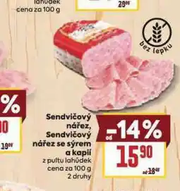 Billa Sendvičový nářez se sýrem a kapií nabídka