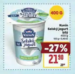 Billa Kunín selský jogurt nabídka