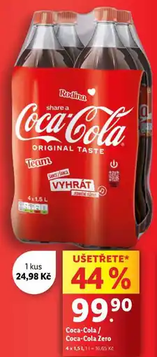 Lidl Coca-Cola/Coca-Cola Zero, 4x 1,5 l nabídka