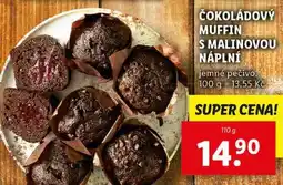 Lidl ČOKOLÁDOVÝ MUFFIN S MALINOVOU NÁPLNÍ, 110 g nabídka