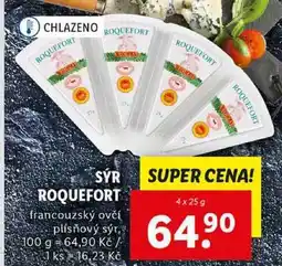 Lidl SÝR ROQUEFORT, 4x 25 g nabídka