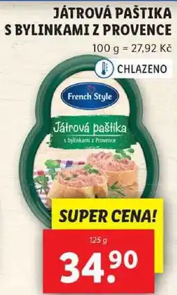 Lidl JÁTROVÁ PAŠTIKA S BYLINKAMI Z PROVENCE, 125 g nabídka