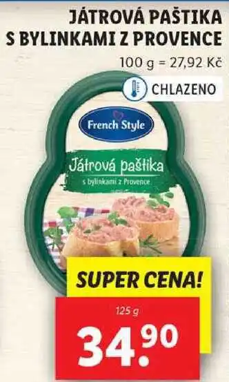 Lidl JÁTROVÁ PAŠTIKA S BYLINKAMI Z PROVENCE, 125 g nabídka