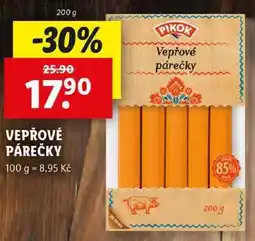 Lidl VEPŘOVÉ PÁREČKY, 200 g nabídka