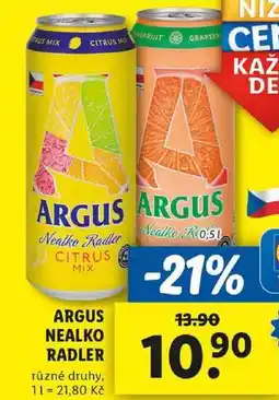 Lidl ARGUS NEALKO RADLER, 0,5 l nabídka