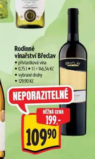 Albert Rodinné vinařství Břeclav 0,75 l nabídka