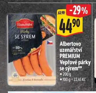 Albert Albertovo uzenářství PREMIUM Vepřové párky se sýrem 200 g nabídka