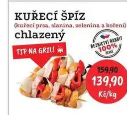 RABBIT řeznictví KUŘECÍ ŠPÍZ (kuřecí prsa, slanina, zelenina a koření) chlazený 1kg nabídka