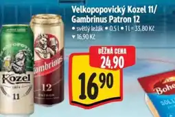 Albert Velkopopovický Kozel 11/ Gambrinus Patron 12 nabídka