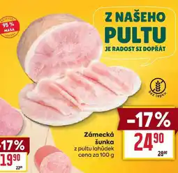 Billa Zámecká šunka z pultu lahůdek cena za 100g nabídka