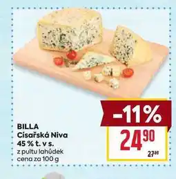 Billa BILLA Císařská Niva 45% t. vs. z pultu lahůdek cena za 100g nabídka
