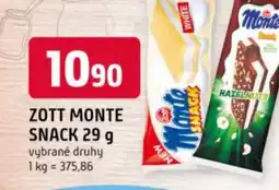 Trefa Zott monte snack nabídka
