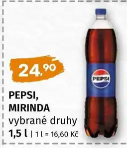 Terno PEPSI, MIRINDA vybrané druhy nabídka