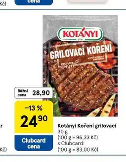 Tesco Kotányi koření grilovací nabídka