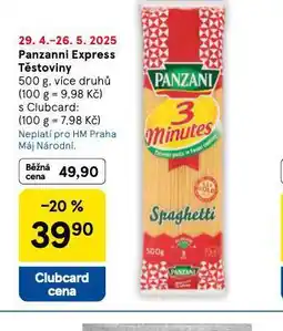 Tesco Panzani express těstoviny nabídka