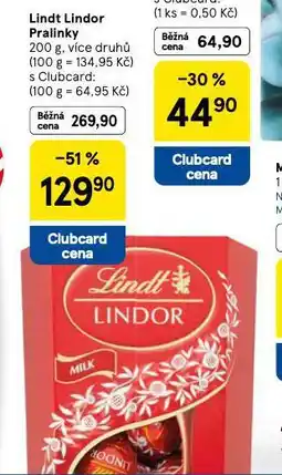 Tesco Lindt lindor pralinky nabídka