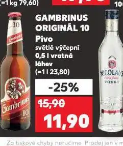 Kaufland Pivo gambrinus originál nabídka