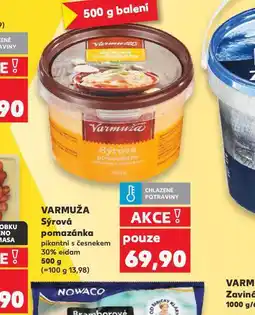 Kaufland Varmuža sýrová pomazánka pikantní s česnekem nabídka