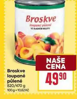 Billa Broskve loupané půlené 820/470 g nabídka