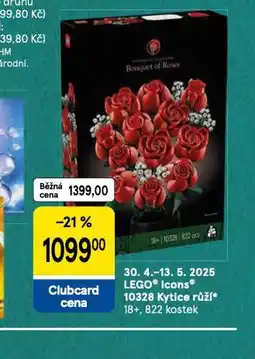 Tesco Lego icons kytice růží nabídka